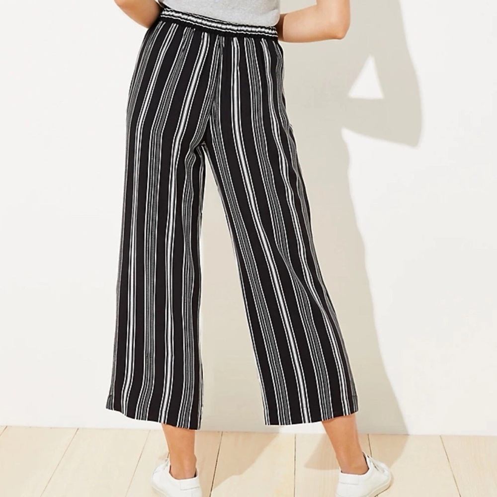 LOFT Wide Leg Striped Pants Black and White Size Small